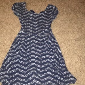 Skater Floral Blue Dress